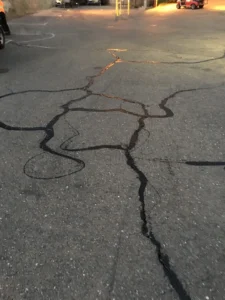 A repaired cracked road